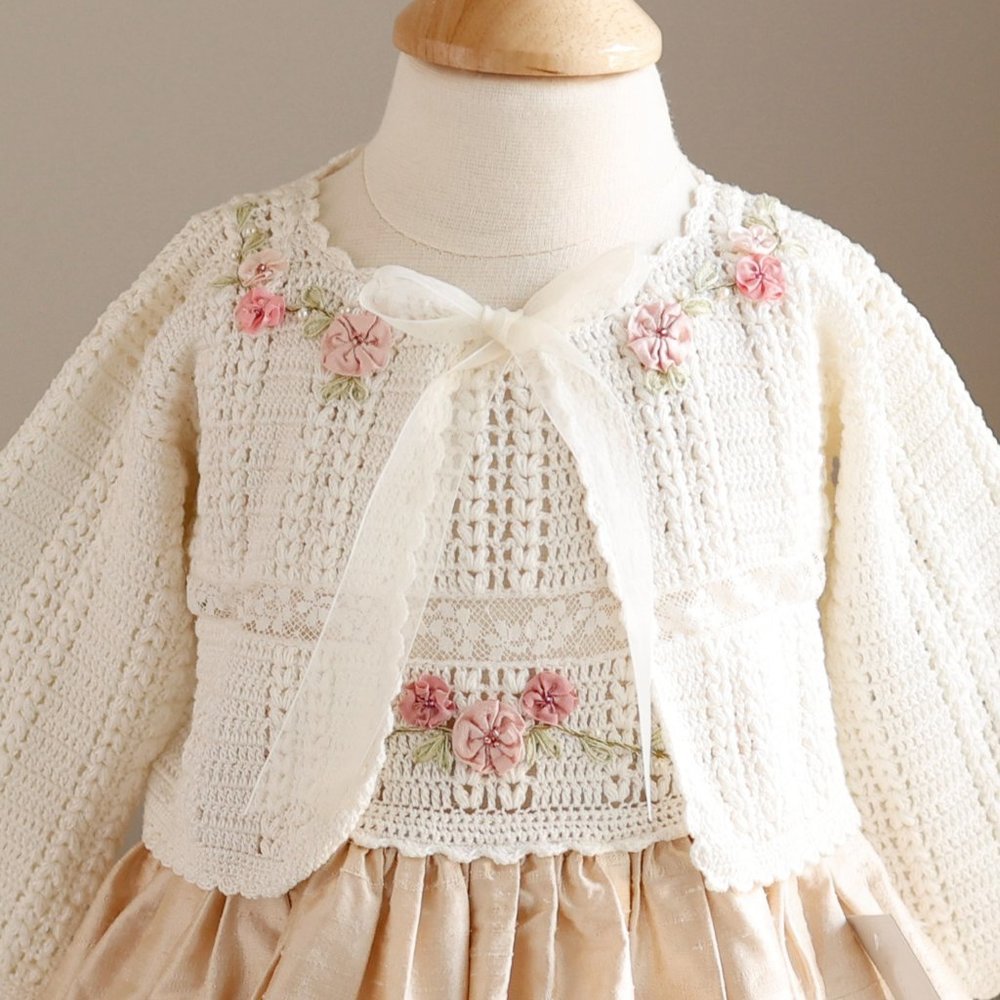 Girl's Dupioni Silk and 100% Cotton Sweater Dress Set 12/18 Months GORGEOUS NEW